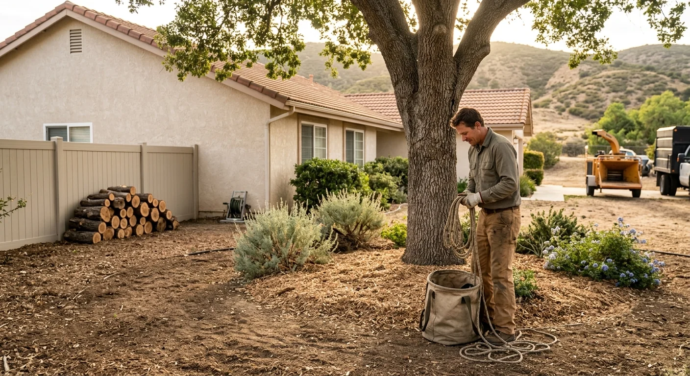 Finished result showing a tidy backyard after storm damage cleanup in Castaic