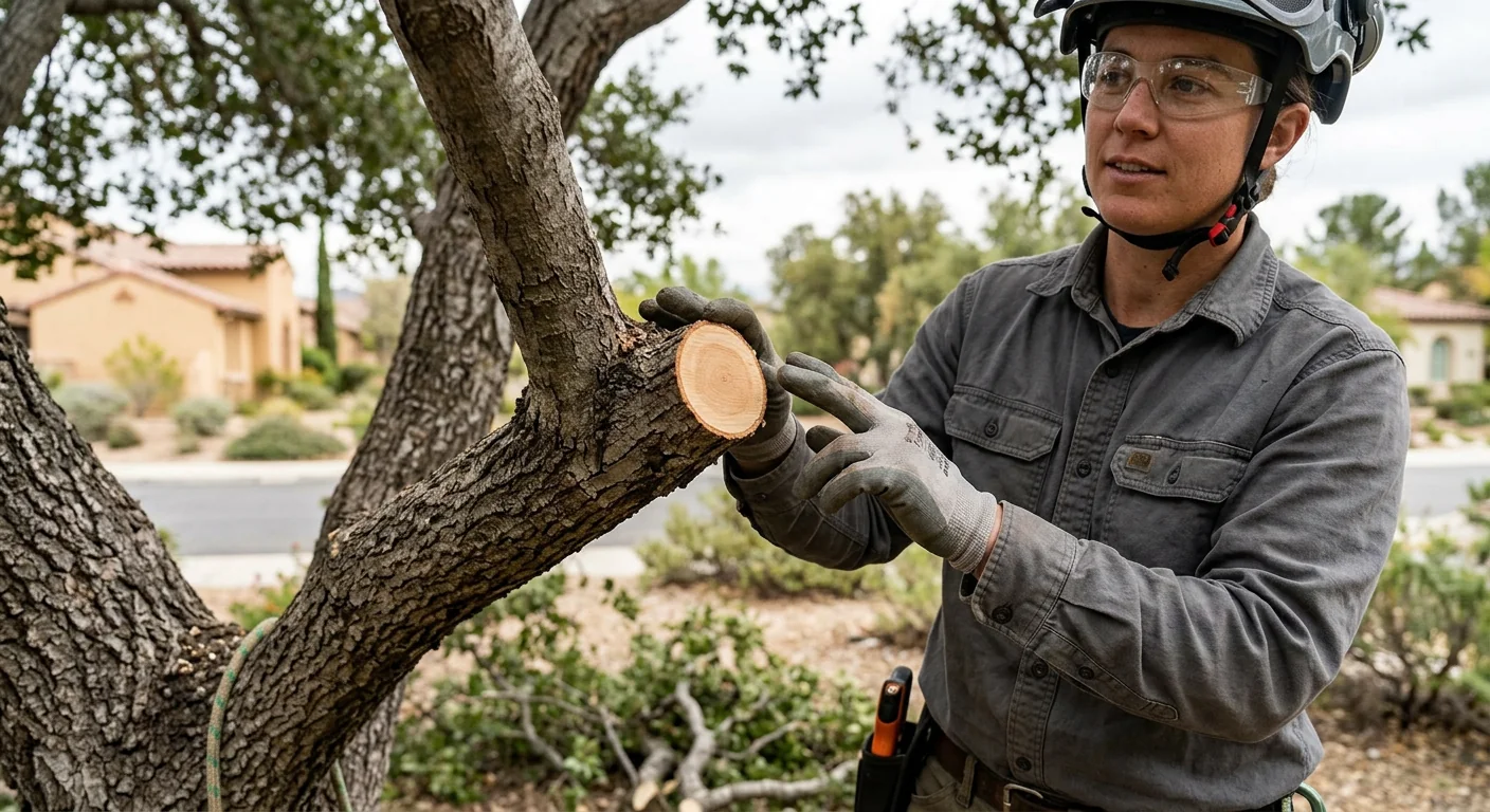 Close-up of a clean pruning cut protecting the branch collar