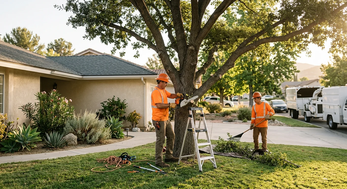 Neatly pruned front yard tree with improved light and airflow after service